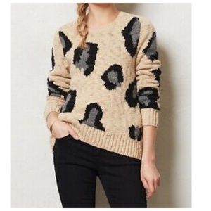 Anthropologie Sleeping On Snow Leopard Print Sweater